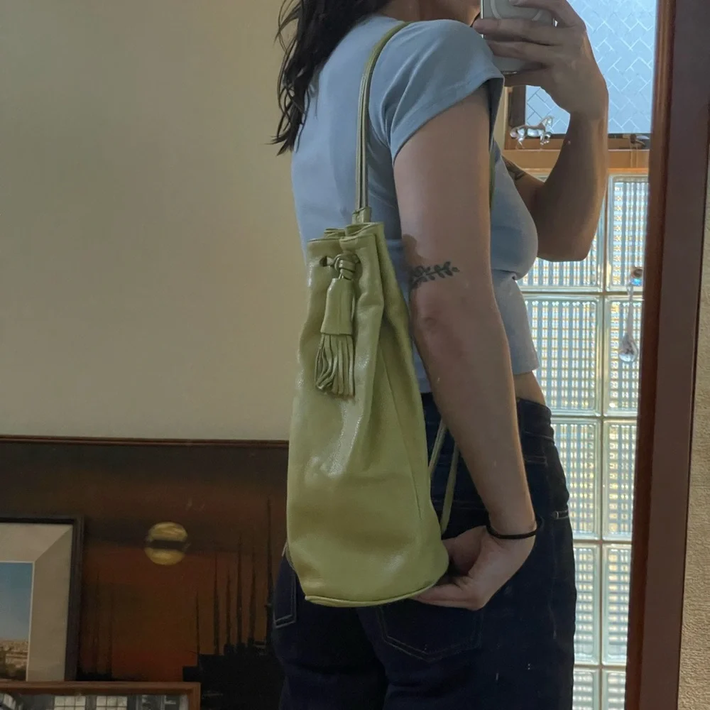 Paloma Wool Tassel Drawstring Pouch Bag - Green